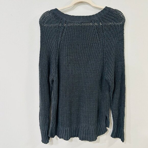 Aerie Charcoal Gray Chunky Knit Oversized Crewneck Sweater Women's Size Large - Picture 3 of 3